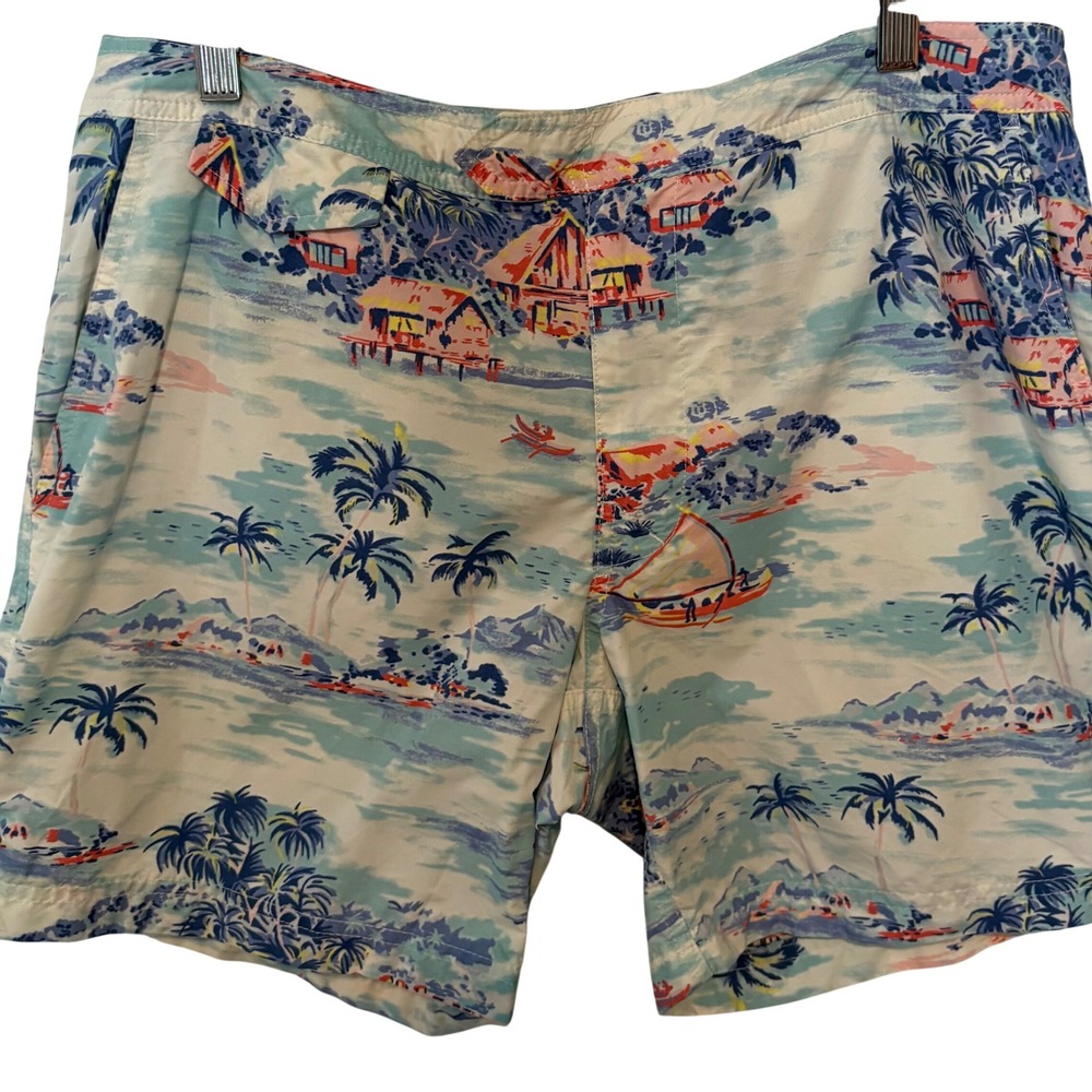 J. Crew Men's Tropical Landscape Print Swim Short in Size 33